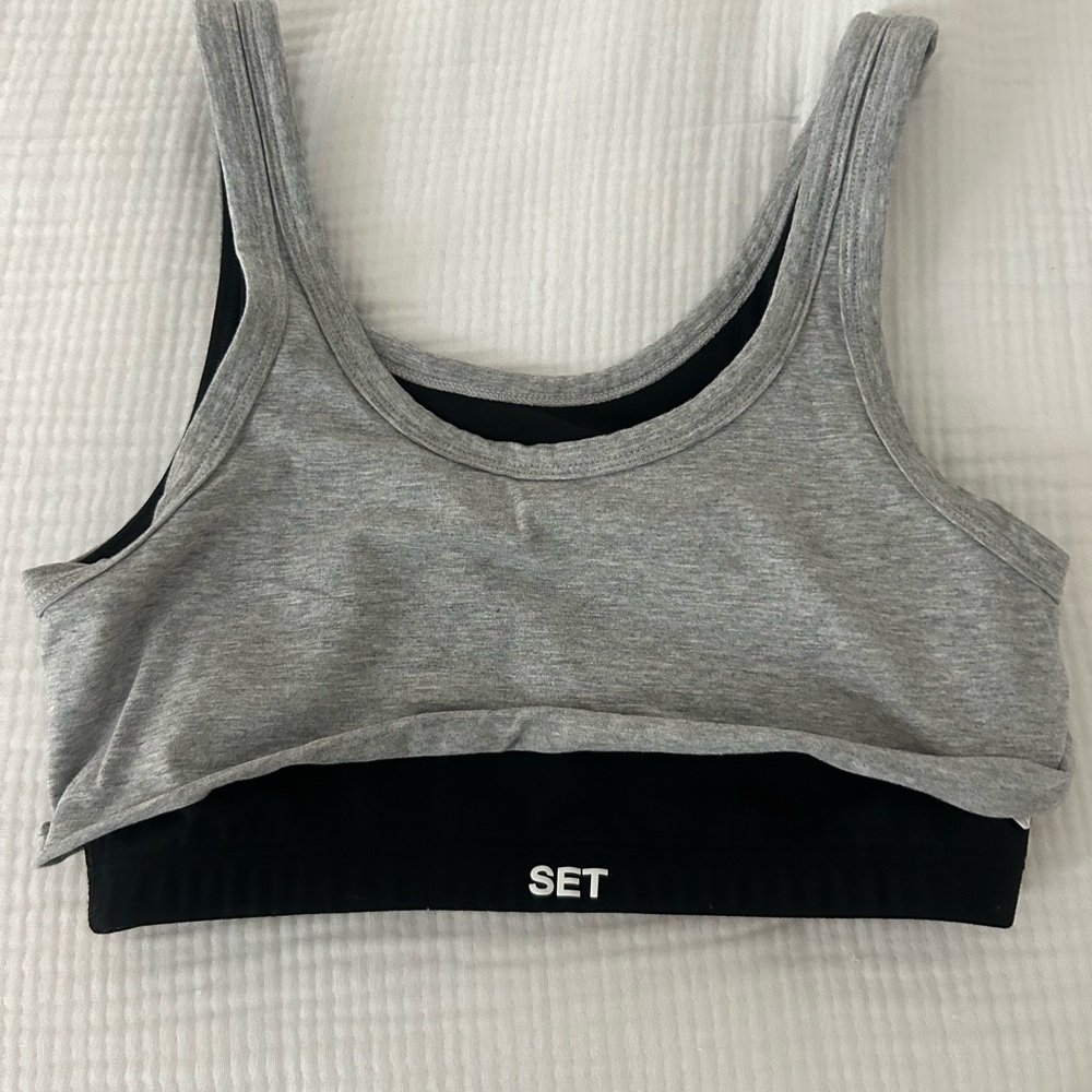 SET Active Gray and Black Sports Bra